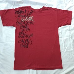 Oneill Surf Spellout Red Graphic T-shirt Sz S